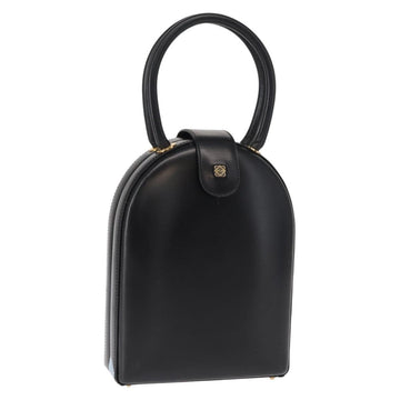 LOEWE Anagram Hand Bag Leather Black Gold Auth bs32207