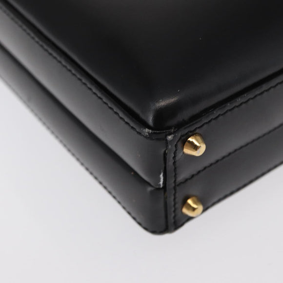 LOEWE Anagram Hand Bag Leather Black Gold Auth bs32207