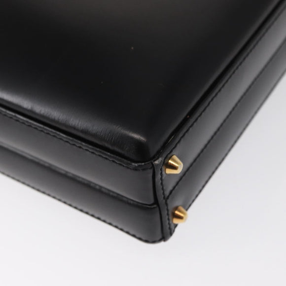 LOEWE Anagram Hand Bag Leather Black Gold Auth bs32207