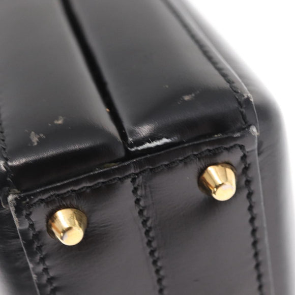 LOEWE Anagram Hand Bag Leather Black Gold Auth bs32207
