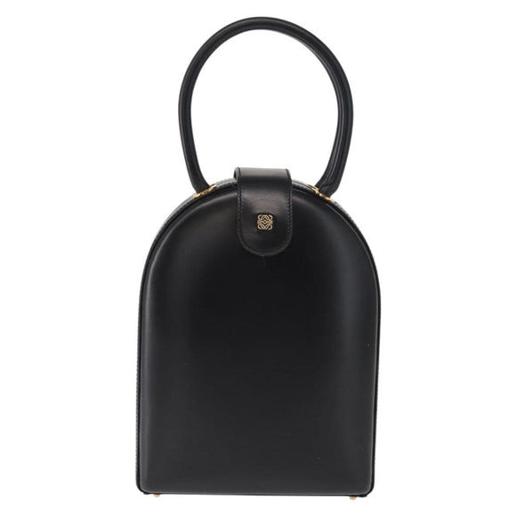 LOEWE Anagram Hand Bag Leather Black Gold Auth bs32207