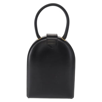 LOEWE Anagram Hand Bag Leather Black Gold Auth bs32207 - 0