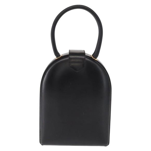 LOEWE Anagram Hand Bag Leather Black Gold Auth bs32207