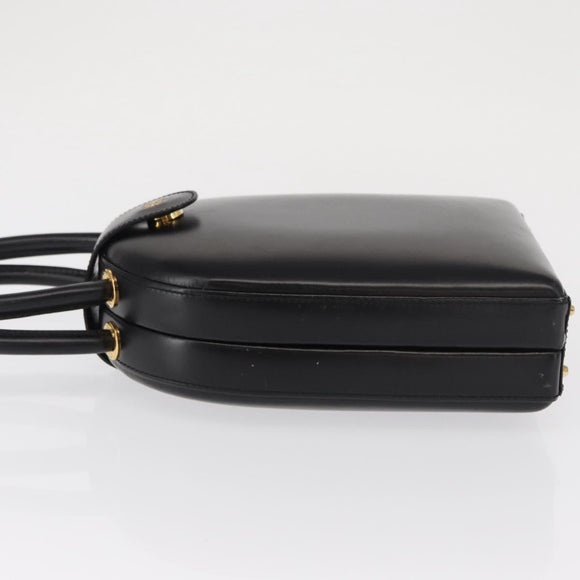 LOEWE Anagram Hand Bag Leather Black Gold Auth bs32207