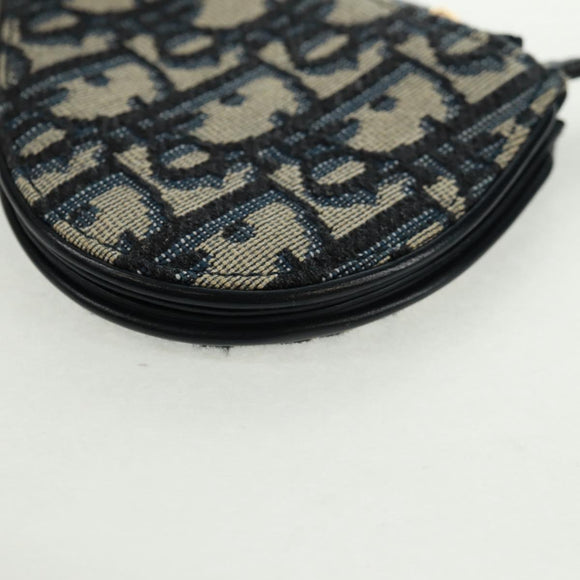 Christian Dior Trotter Canvas Saddle Pouch Navy Gold Auth bs32208V