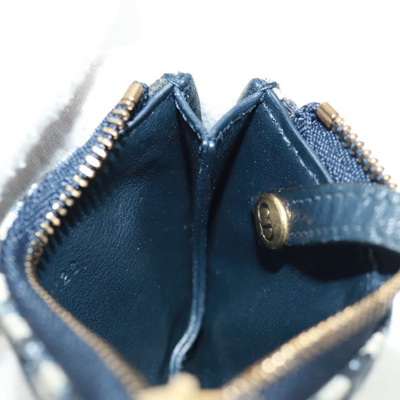 Christian Dior Trotter Canvas Saddle Pouch Navy Gold Auth bs32208V