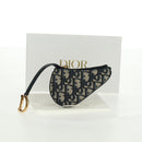 Christian Dior Trotter Canvas Saddle Pouch Navy Gold Auth bs32208V-19