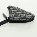 Christian Dior Trotter Canvas Saddle Pouch Navy Gold Auth bs32208V-4