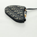 Christian Dior Trotter Canvas Saddle Pouch Navy Gold Auth bs32208V-5