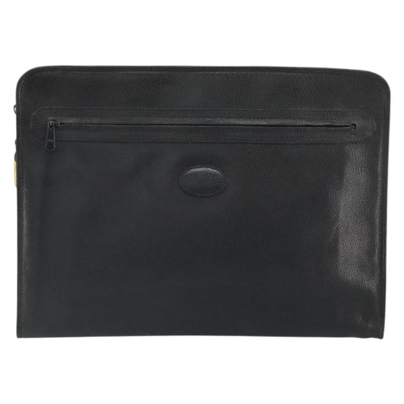 GUCCI Clutch Bag Leather Black 015 399 0282 Auth bs32210