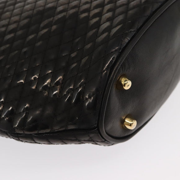 BALLY Chain Shoulder Bag Patent leather Gold Black Auth bs32211