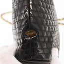 BALLY Chain Shoulder Bag Patent leather Gold Black Auth bs32211-14