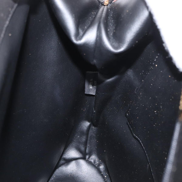 BALLY Chain Shoulder Bag Patent leather Gold Black Auth bs32211