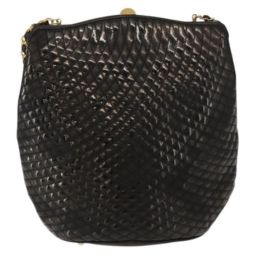 BALLY Chain Shoulder Bag Patent leather Gold Black Auth bs32211 - 0