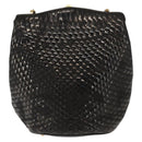 BALLY Chain Shoulder Bag Patent leather Gold Black Auth bs32211-3