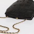 BALLY Chain Shoulder Bag Patent leather Gold Black Auth bs32211-6