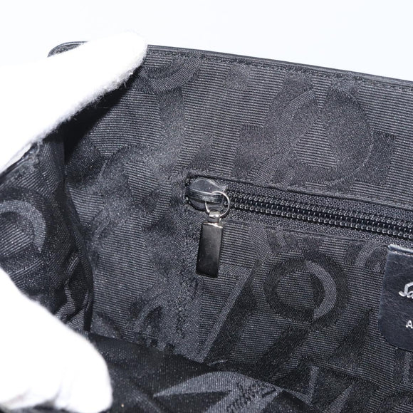 Salvatore Ferragamo Shoulder Bag Leather Black Silver Auth bs32241