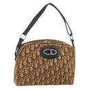 Christian Dior Trotter Canvas Shoulder Bag Brown Gold Auth bs32243-1