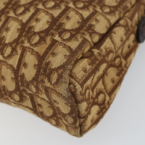 Christian Dior Trotter Canvas Shoulder Bag Brown Gold Auth bs32243
