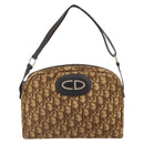 Christian Dior Trotter Canvas Shoulder Bag Brown Gold Auth bs32243-13