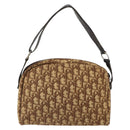 Christian Dior Trotter Canvas Shoulder Bag Brown Gold Auth bs32243-2