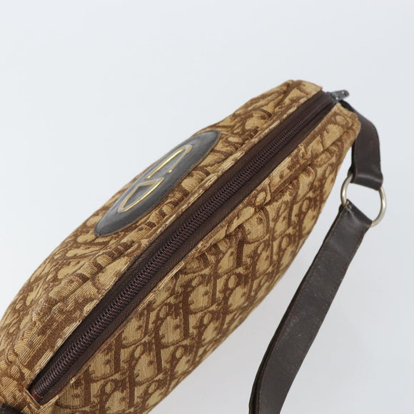 Christian Dior Trotter Canvas Shoulder Bag Brown Gold Auth bs32243
