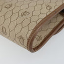 Christian Dior Honeycomb Canvas Shoulder Bag PVC Beige Gold Auth bs32244-12