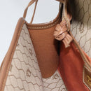 Christian Dior Honeycomb Canvas Shoulder Bag PVC Beige Gold Auth bs32244-20