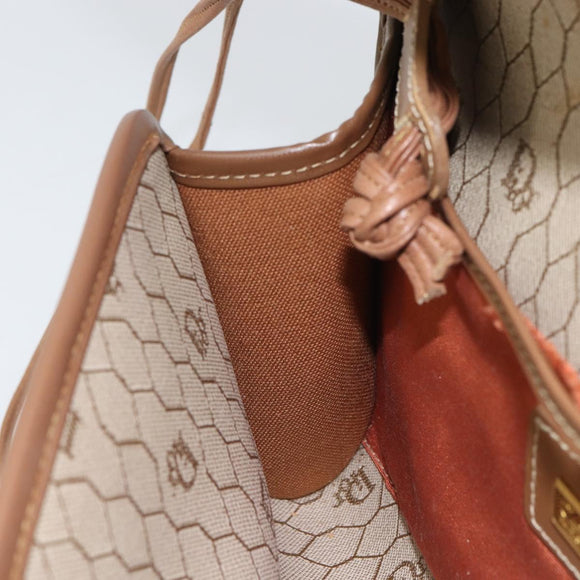 Christian Dior Honeycomb Canvas Shoulder Bag PVC Beige Gold Auth bs32244