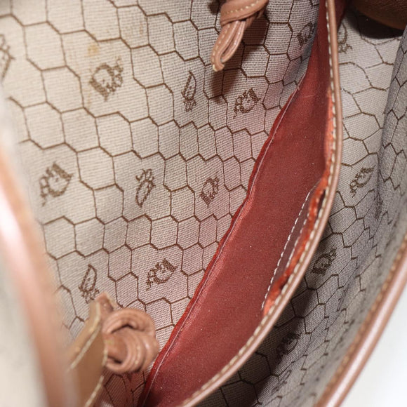 Christian Dior Honeycomb Canvas Shoulder Bag PVC Beige Gold Auth bs32244