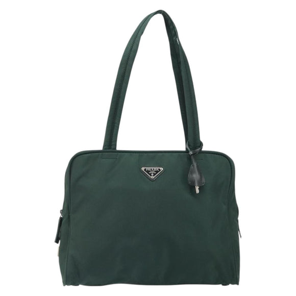 PRADA Tote Bag Nylon Green Silver Auth bs32246