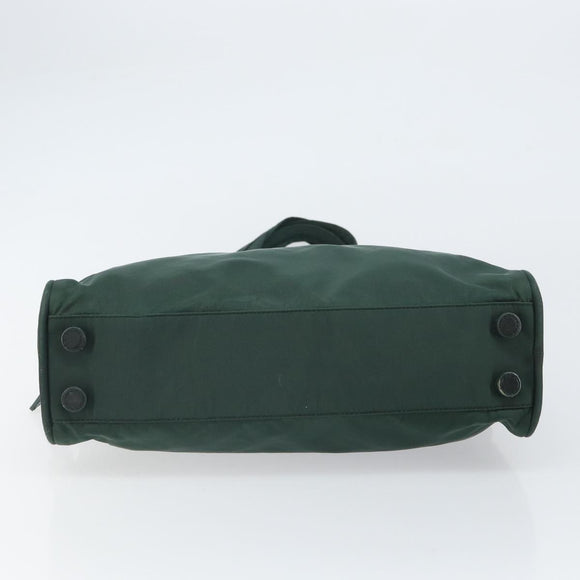 PRADA Tote Bag Nylon Green Silver Auth bs32246