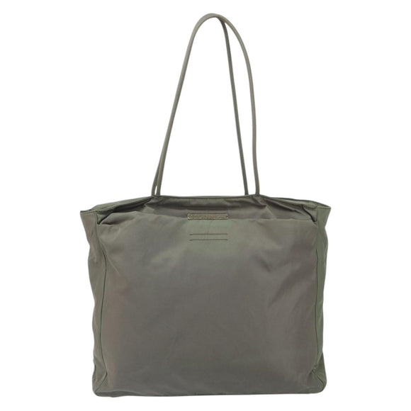 PRADA Tote Bag Nylon Khaki Silver Auth bs32247