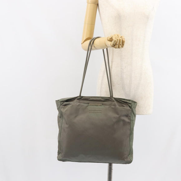 PRADA Tote Bag Nylon Khaki Silver Auth bs32247