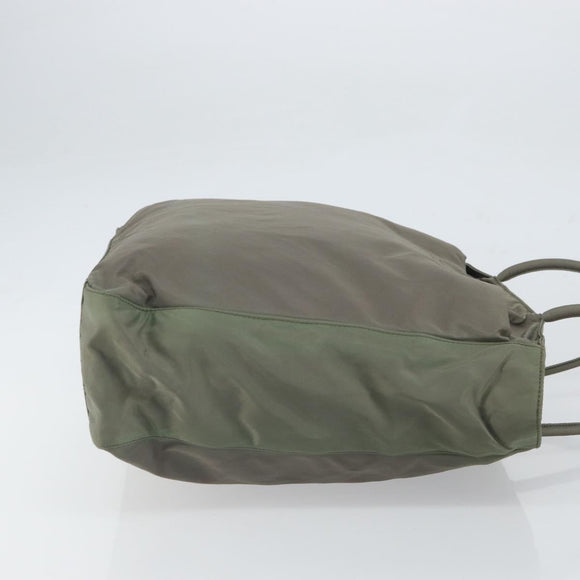PRADA Tote Bag Nylon Khaki Silver Auth bs32247