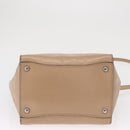 PRADA Tote Bag Leather 2way Beige Silver Auth bs32248-11