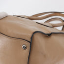 PRADA Tote Bag Leather 2way Beige Silver Auth bs32248-15
