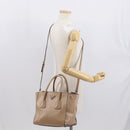 PRADA Tote Bag Leather 2way Beige Silver Auth bs32248-28