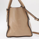 PRADA Tote Bag Leather 2way Beige Silver Auth bs32248-5