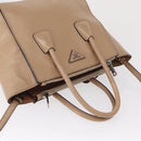 PRADA Tote Bag Leather 2way Beige Silver Auth bs32248-6