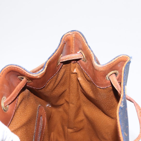 VALENTINO Backpack Leather Navy Gold Auth bs32249