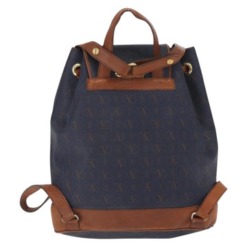 VALENTINO Backpack Leather Navy Gold Auth bs32249 - 0