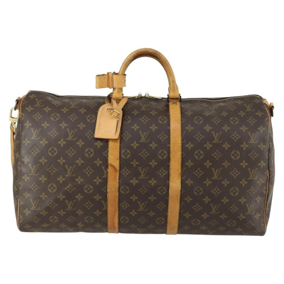 LOUIS VUITTON Monogram Keepall Bandouliere 55 Boston Bag M41414 LV Auth bs32252