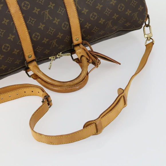 LOUIS VUITTON Monogram Keepall Bandouliere 55 Boston Bag M41414 LV Auth bs32252
