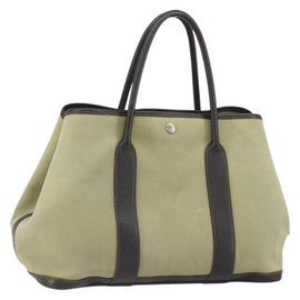 HERMES Garden Party MM Tote Bag Canvas Beige Auth bs32258
