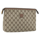 GUCCI GG Supreme Clutch Bag PVC Beige Gold 014 115 6088 Auth bs32272-1