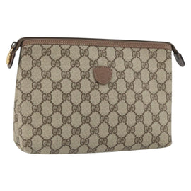 GUCCI GG Supreme Clutch Bag PVC Beige Gold 014 115 6088 Auth bs32272