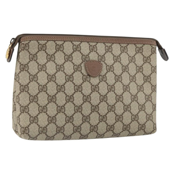 GUCCI GG Supreme Clutch Bag PVC Beige Gold 014 115 6088 Auth bs32272