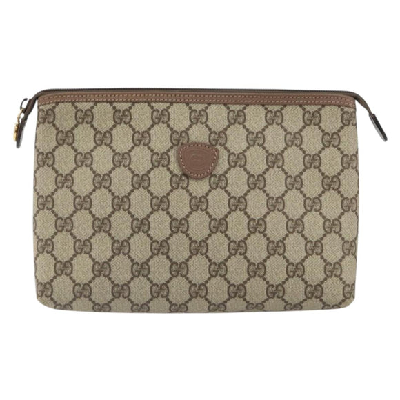 GUCCI GG Supreme Clutch Bag PVC Beige Gold 014 115 6088 Auth bs32272