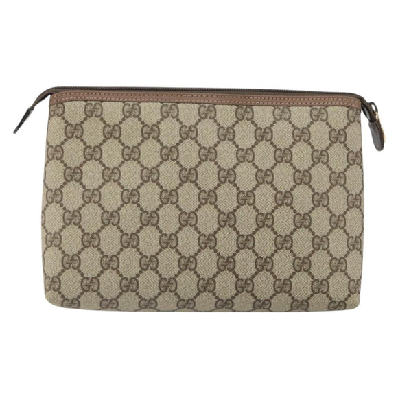 GUCCI GG Supreme Clutch Bag PVC Beige Gold 014 115 6088 Auth bs32272